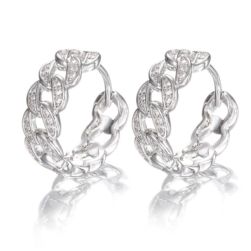 Cuban-Inspired Diamond-Set Hoop Earrings