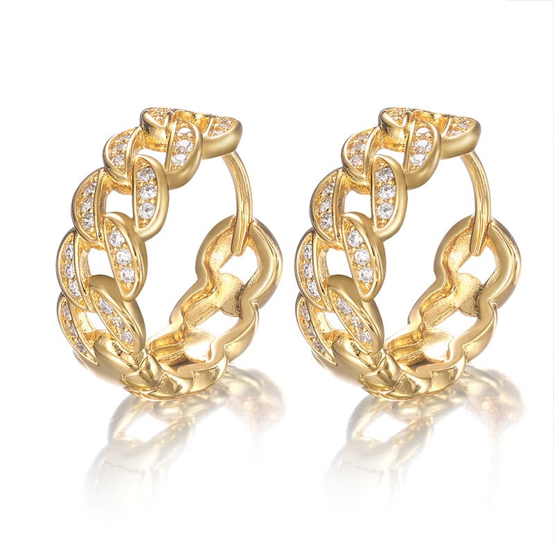 Cuban-Inspired Diamond-Set Hoop Earrings