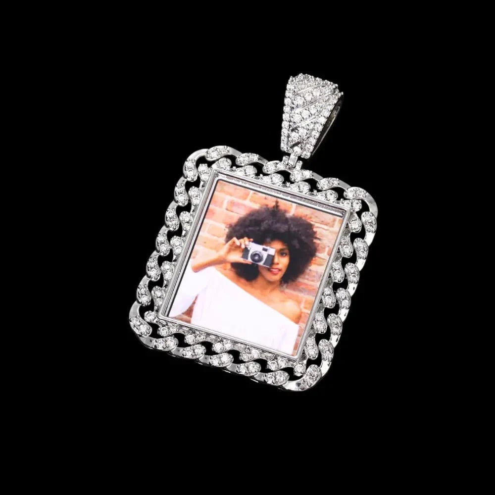 Cuban Memory Photo Frame Square Pendant - 38mm