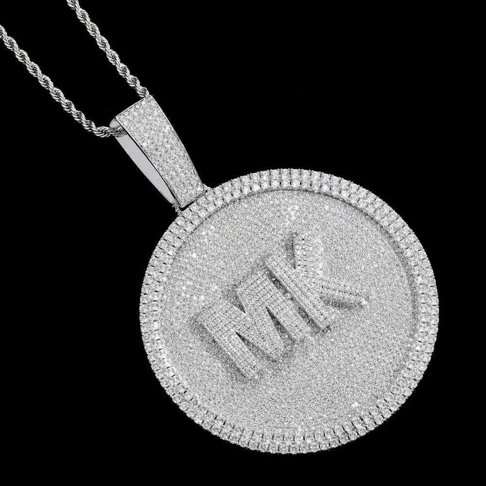 Custom 3D Iced-Out Letter Large Round Pendant – 76mm