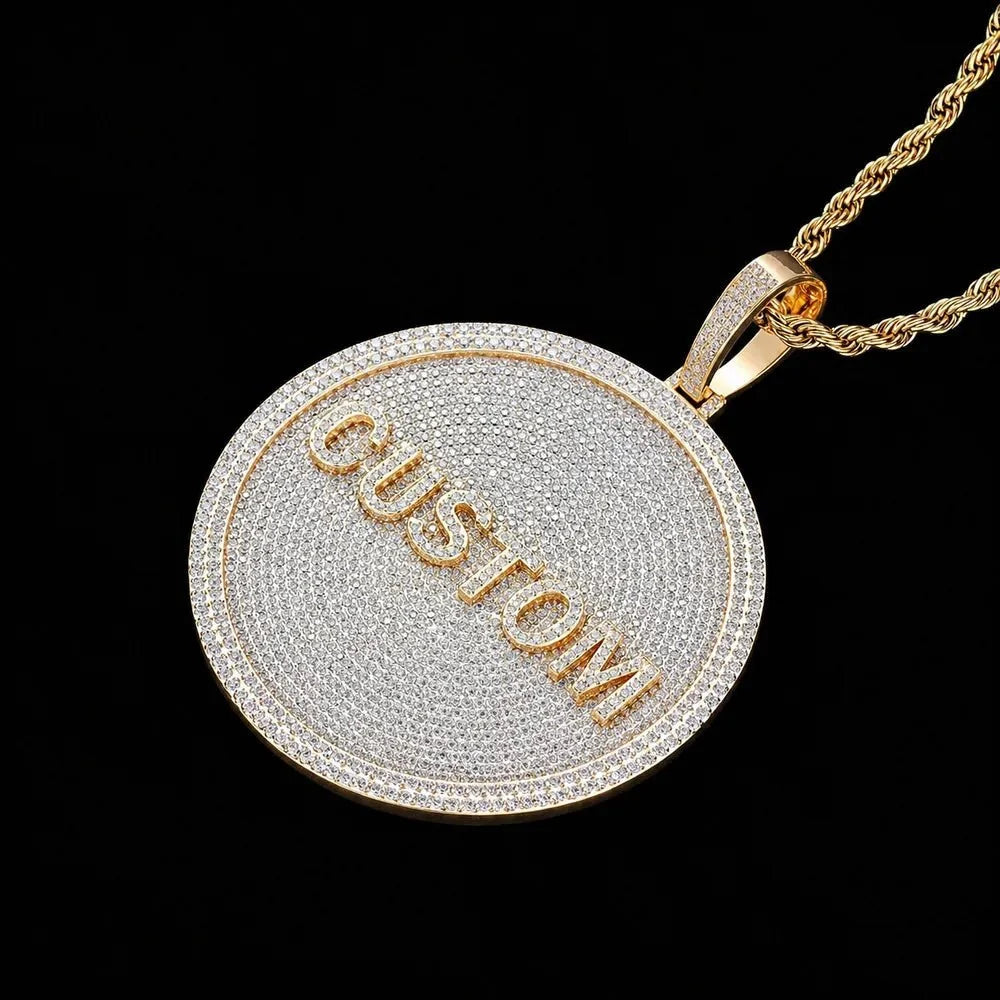 Custom 3D Iced-Out Letter Large Round Pendant – 80mm