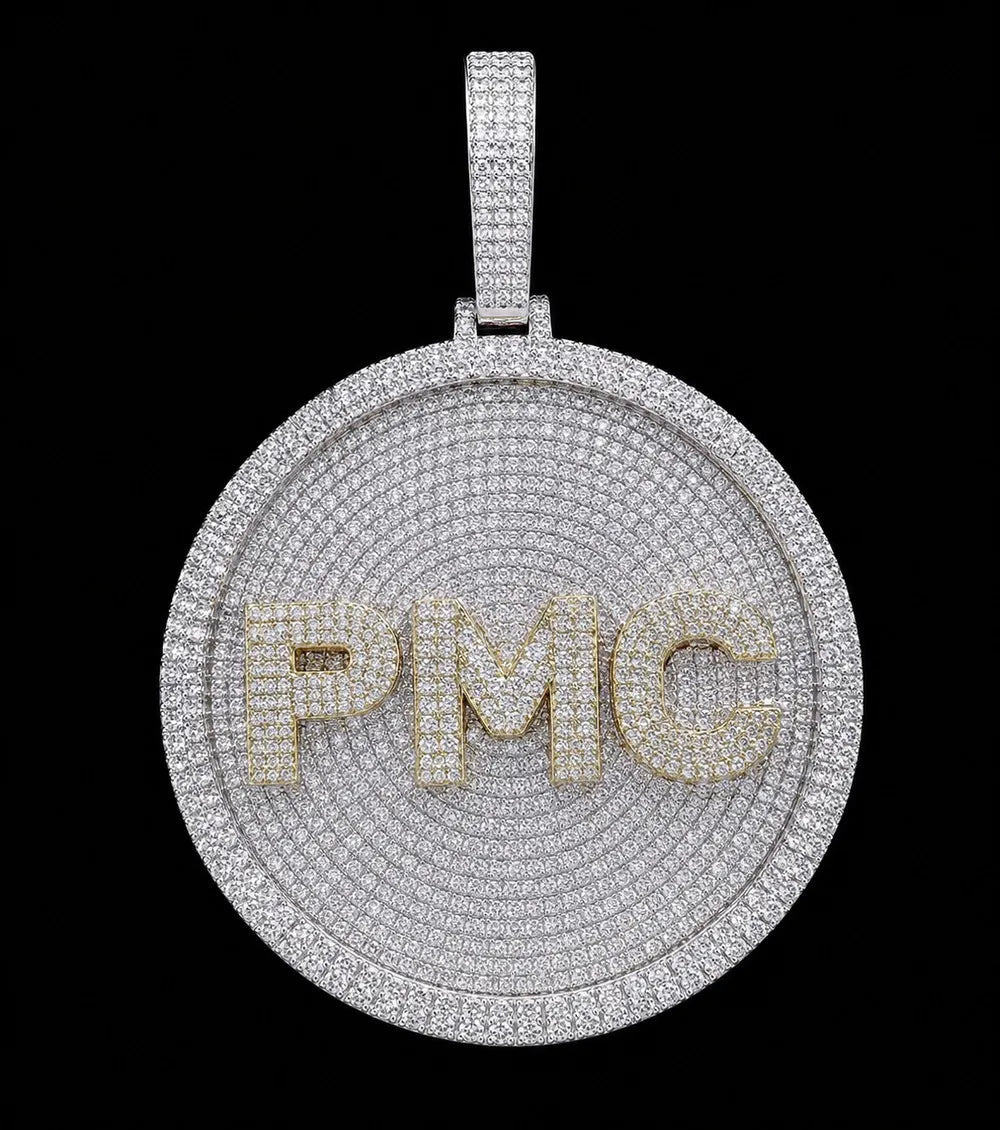 Custom 3D Iced-Out Letter Large Round Pendant – 80mm
