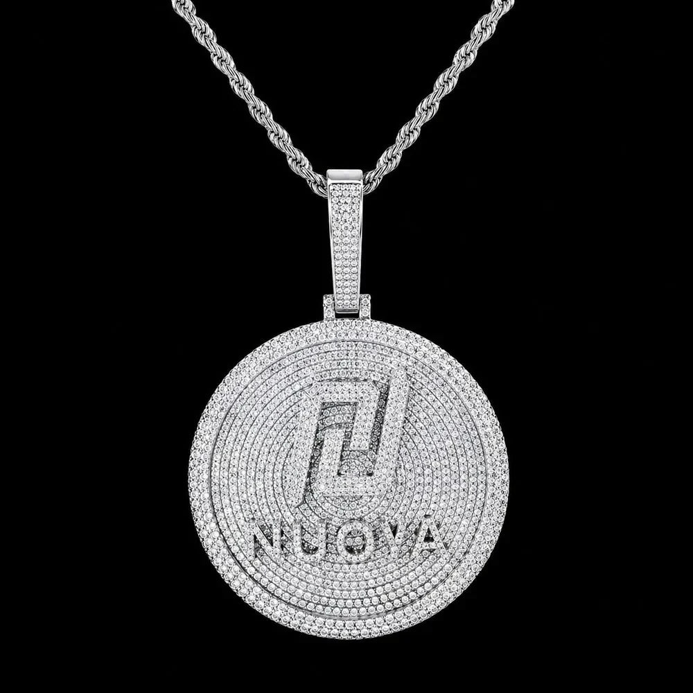 Custom 3D Iced-Out Letter Round Disc Pendant – 60mm
