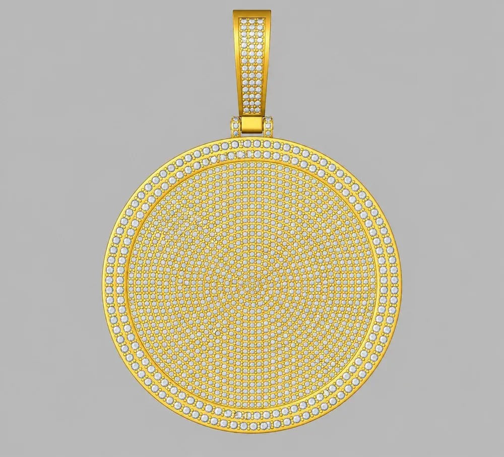 Custom 3D Iced-Out Letter Round Disc Pendant – 60mm
