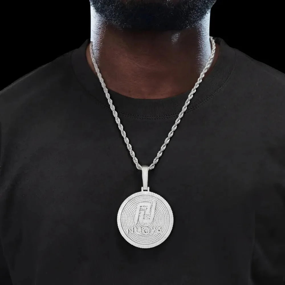 Custom 3D Iced-Out Letter Round Disc Pendant – 60mm