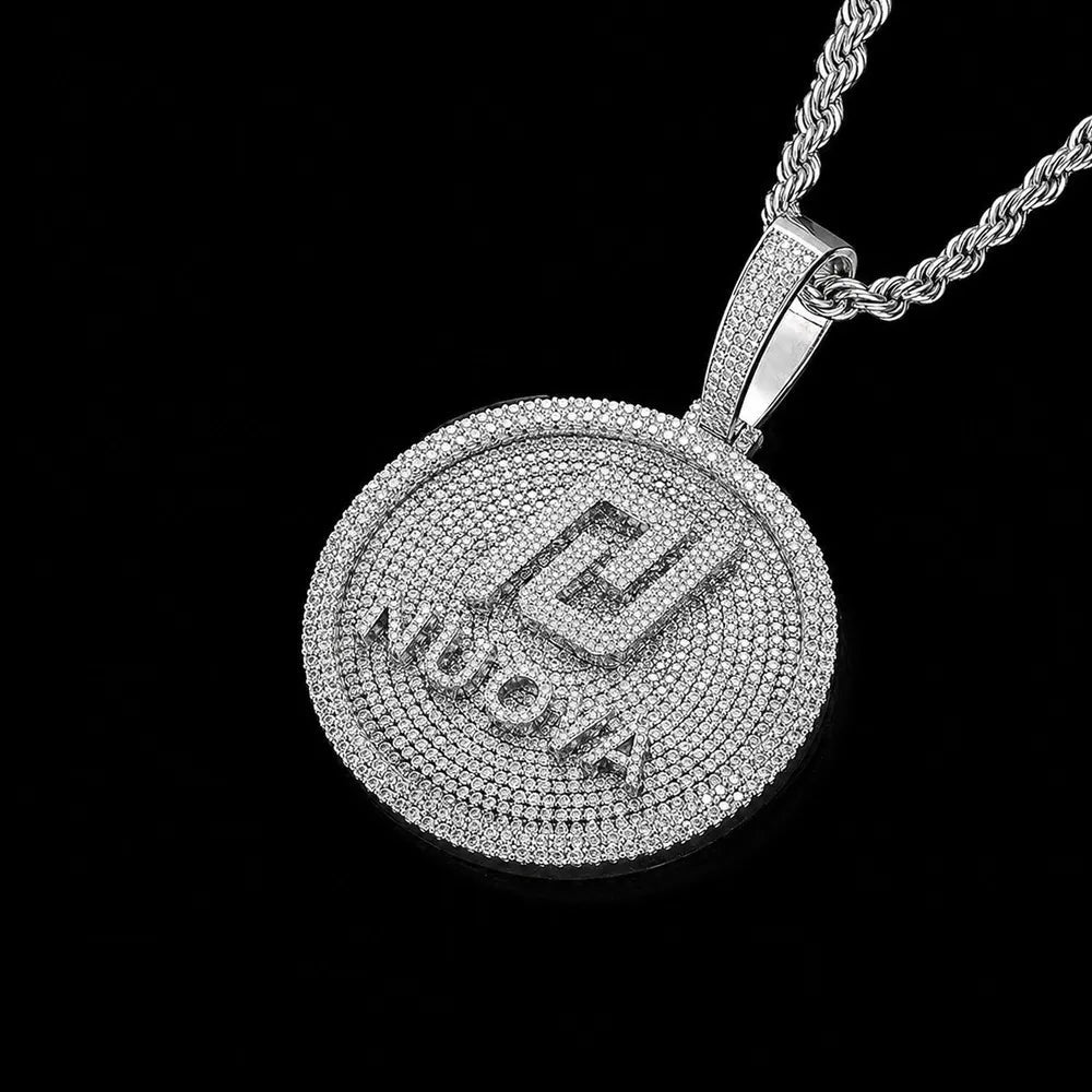 Custom 3D Iced-Out Letter Round Disc Pendant – 60mm