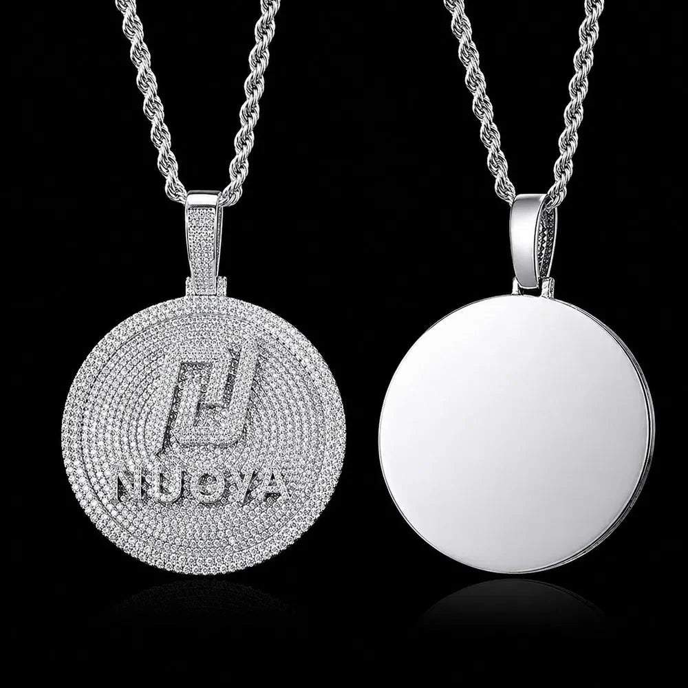 Custom 3D Iced-Out Letter Round Disc Pendant – 60mm