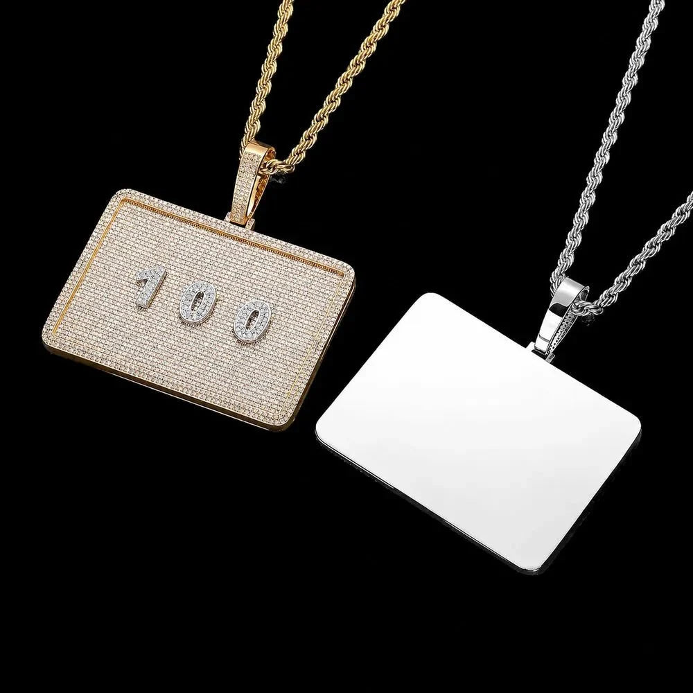 Custom 3D Letter Rectangular Pendant Necklace – 80mm