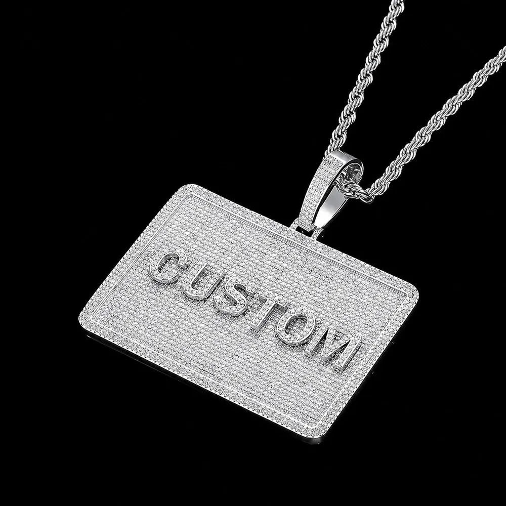 Custom 3D Letter Rectangular Pendant Necklace – 80mm