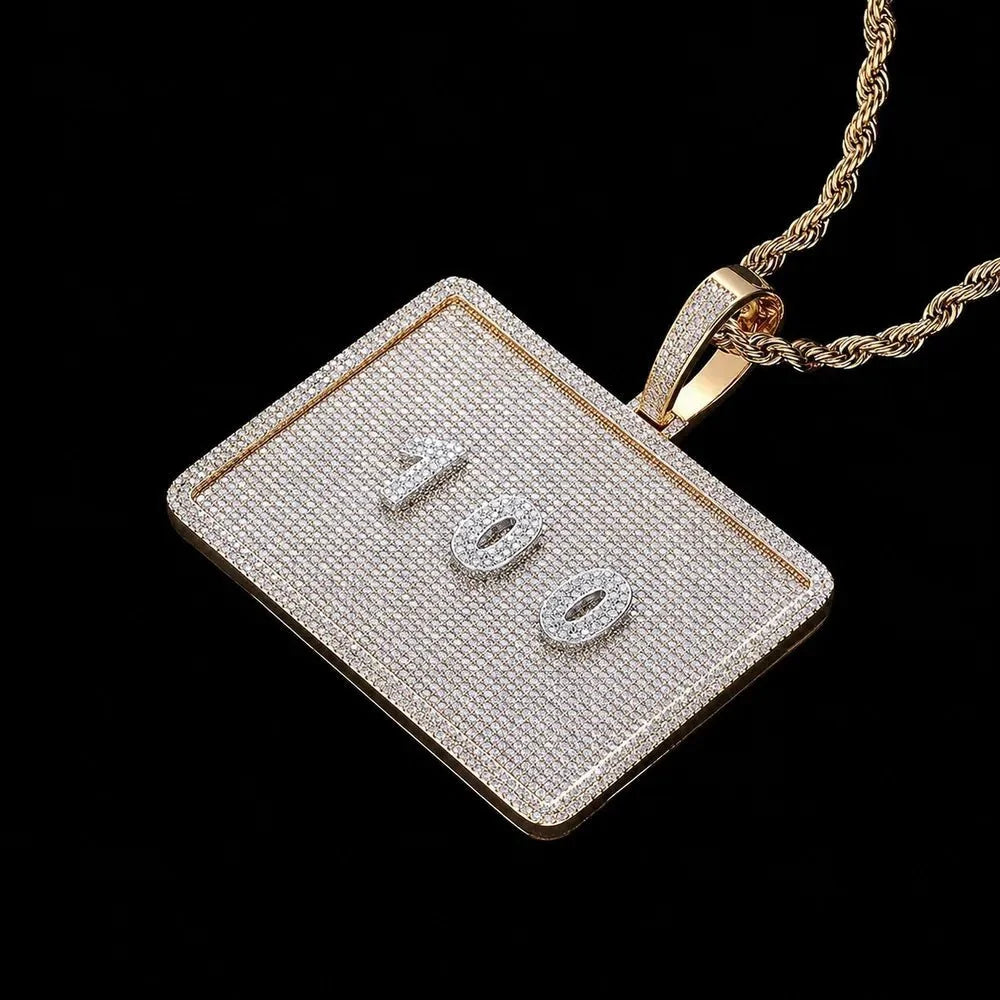 Custom 3D Letter Rectangular Pendant Necklace – 80mm