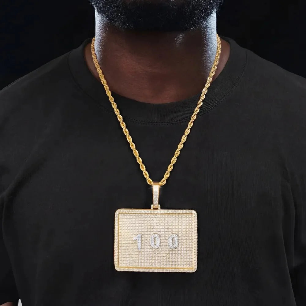Custom 3D Letter Rectangular Pendant Necklace – 80mm