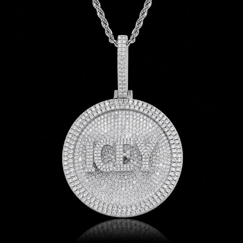 Custom 3D Rotatable Letter Medium Round Disc Pendant – 52mm