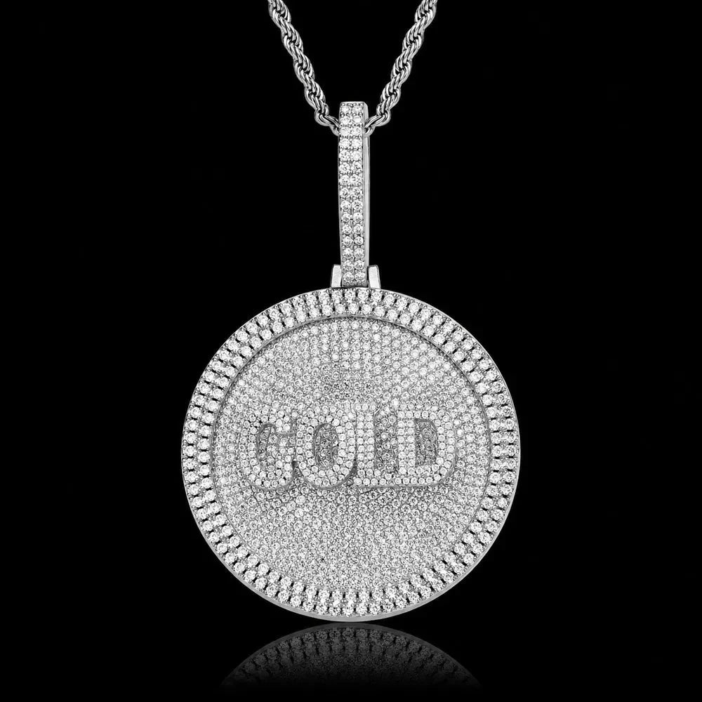 Custom 3D Rotatable Letter Medium Round Disc Pendant – 52mm