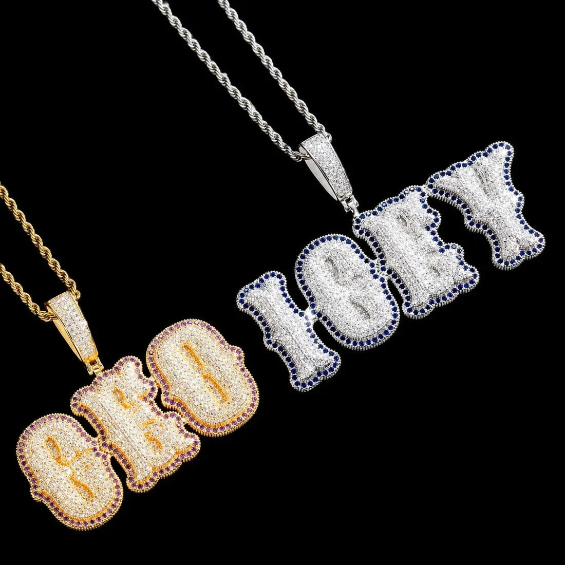 Custom Bone-Style Gothic Letter Iced-Out Pendant