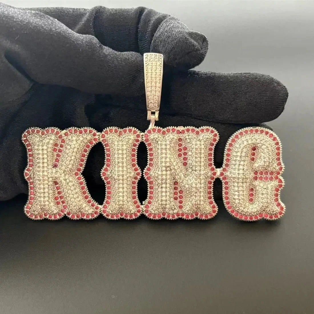 Custom Bone-Style Gothic Letter Iced-Out Pendant