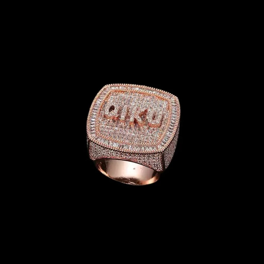 Custom Diamond 3D Iced-Out Letter Ring – 28mm