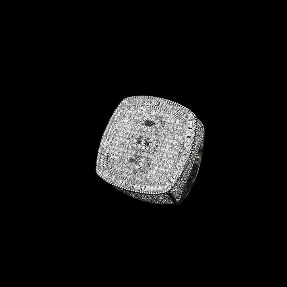 Custom Diamond 3D Iced-Out Letter Ring – 28mm