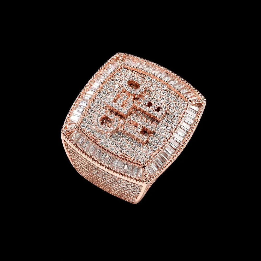 Custom Diamond 3D Iced-Out Letter Ring – 29mm