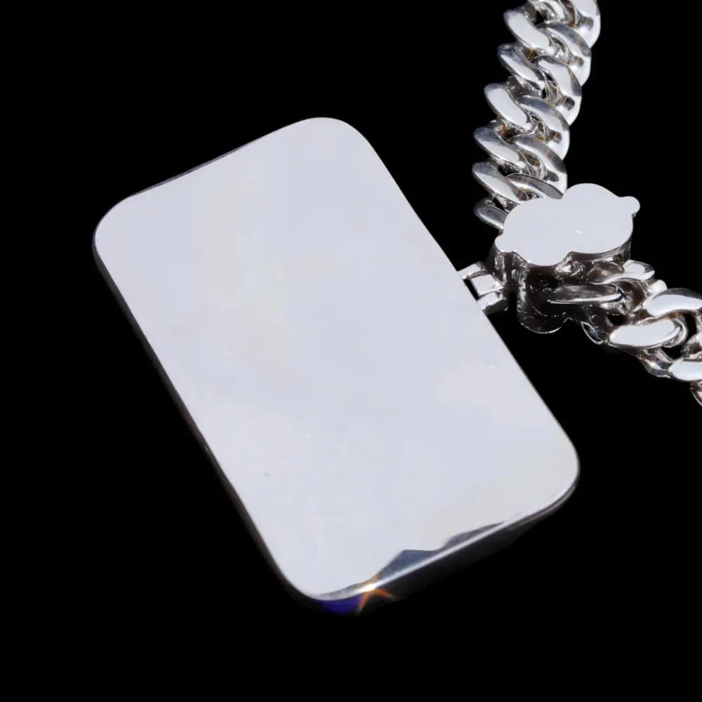 Custom Diamond-Set 3D Letter Colorful Rectangular Pendant – 80mm