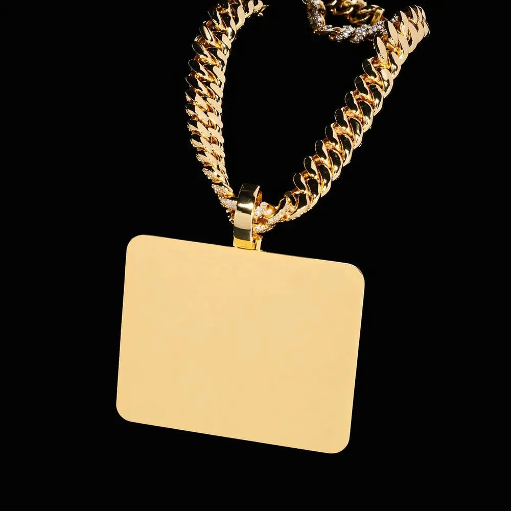 Custom 3D Letter Rectangular Pendant Necklace – 80mm