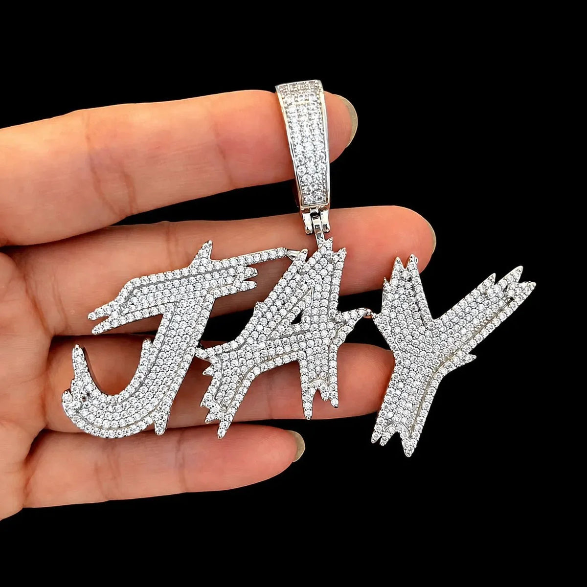 Custom Diamond-Set Spiked Letter Pendant