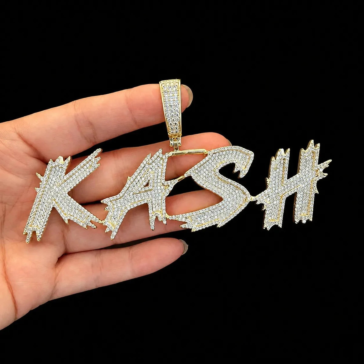 Custom Diamond-Set Spiked Letter Pendant