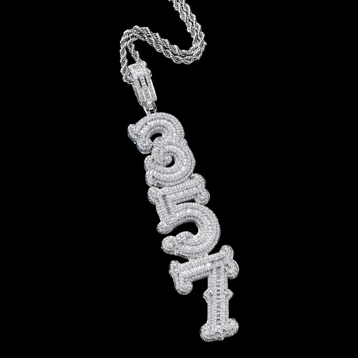 Custom Gothic Letter Name Iced-Out Pendant