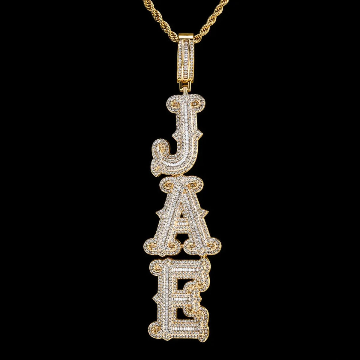 Custom Gothic Letter Name Iced-Out Pendant