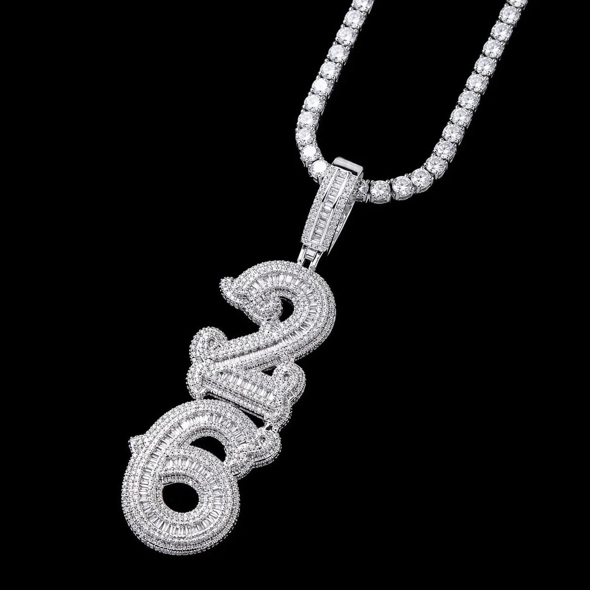 Custom Gothic Letter Name Iced-Out Pendant