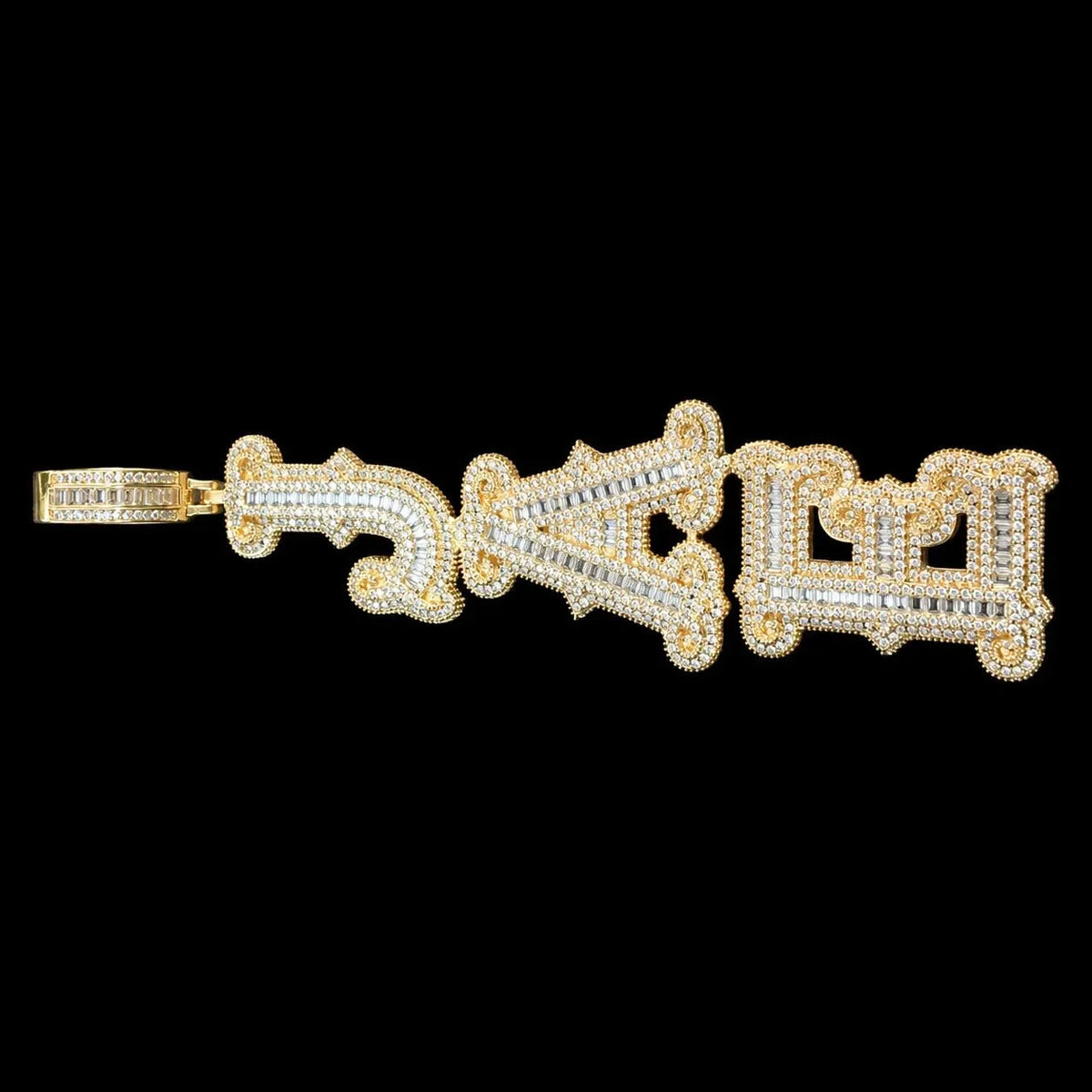 Custom Gothic Letter Name Iced-Out Pendant
