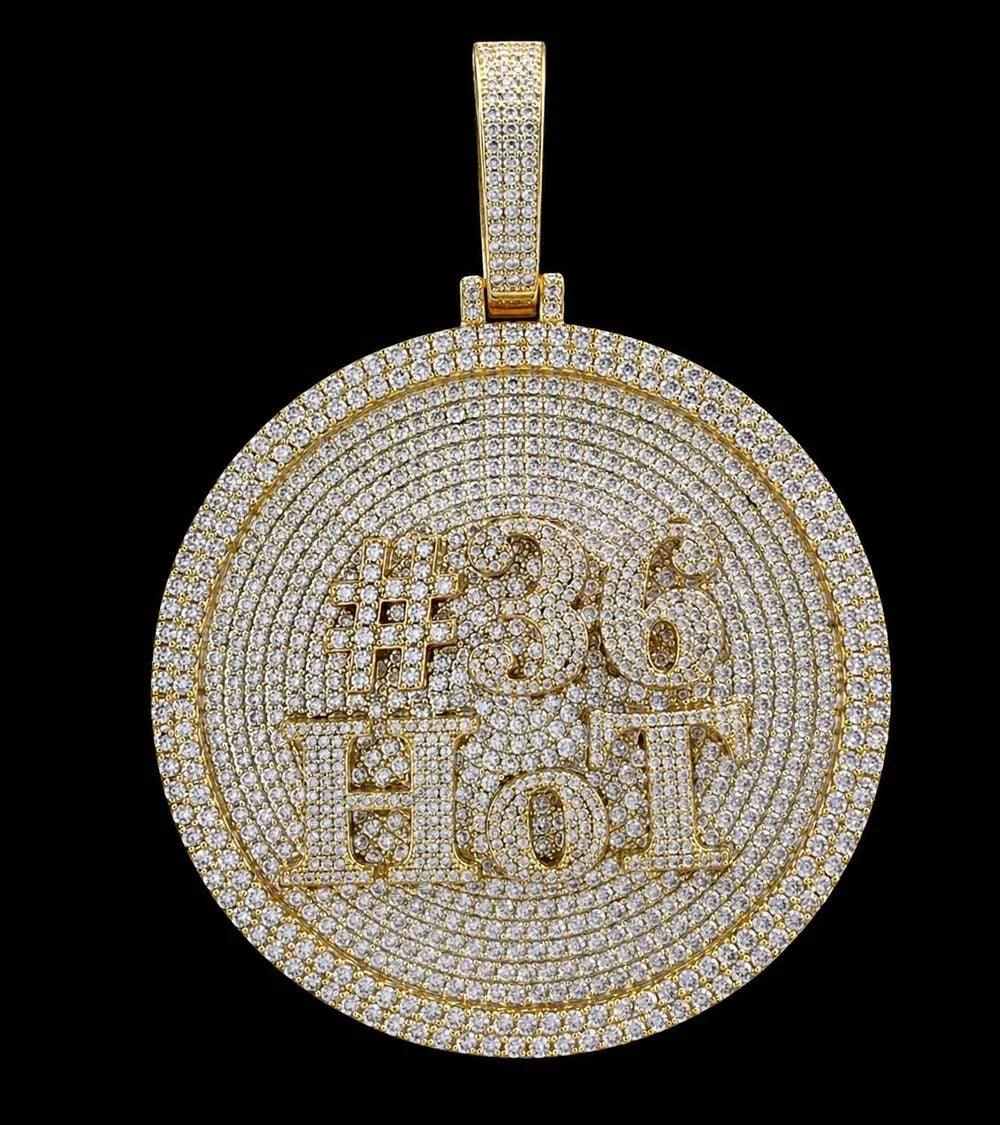 Custom Iced-Out 3D Letter Medium Round Pendant – 55mm