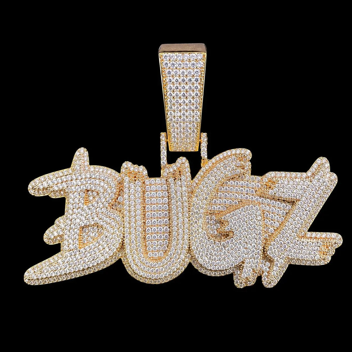 Custom Iced-Out Diamond Bold-Letter Name Pendant