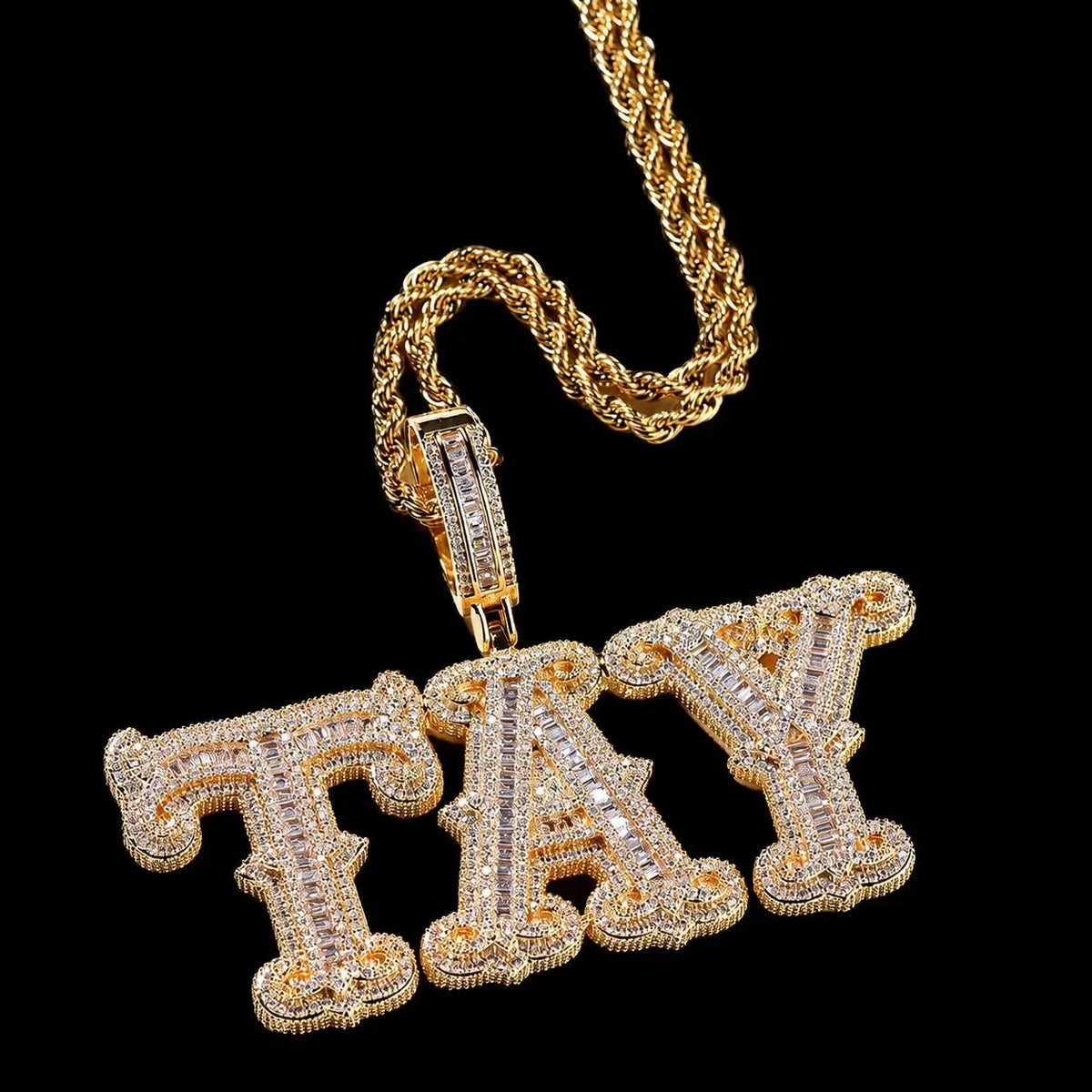Custom Iced-Out Diamond Letter Name Pendant