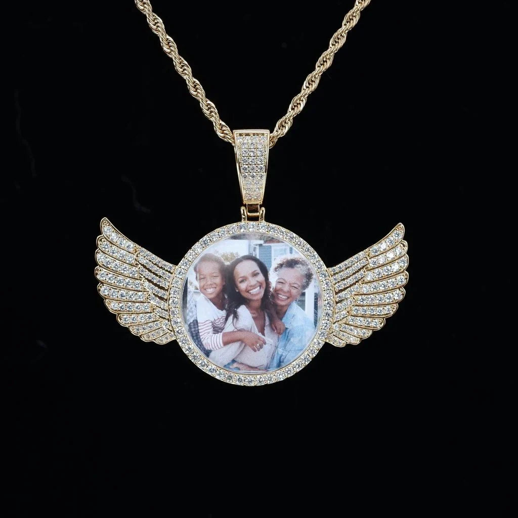 Custom Picture Wings Round Pendant