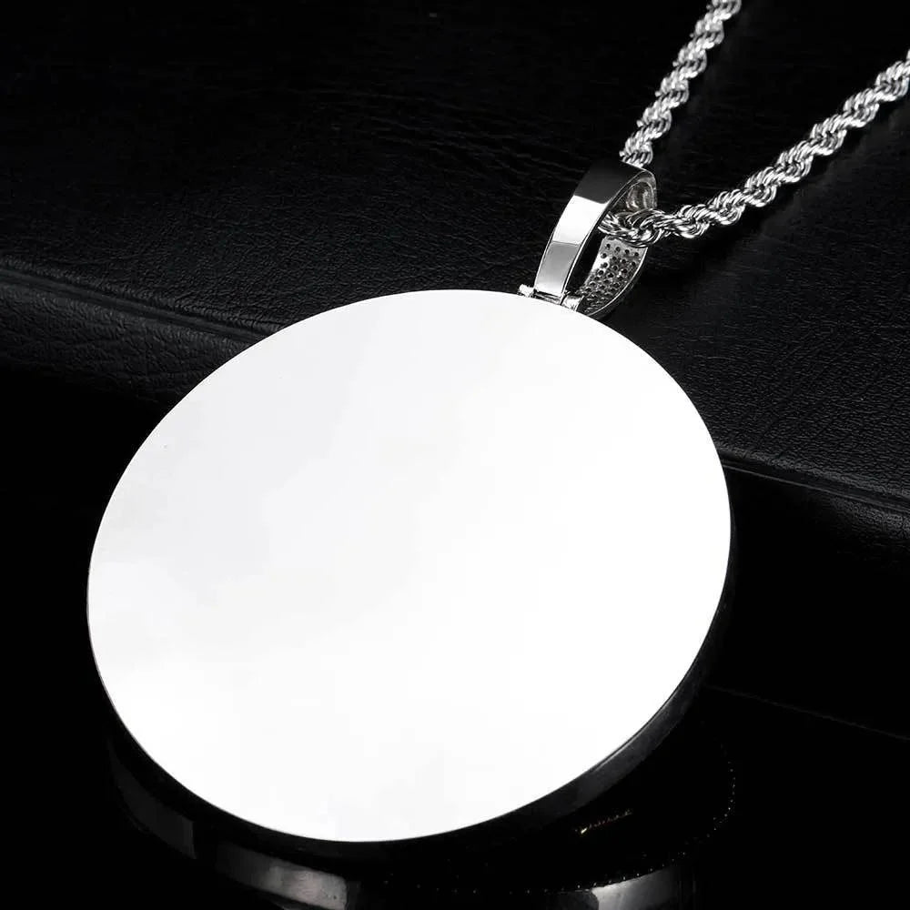 Custom Rotating 3D Iced-Out Letter Large Disc Pendant – 80mm