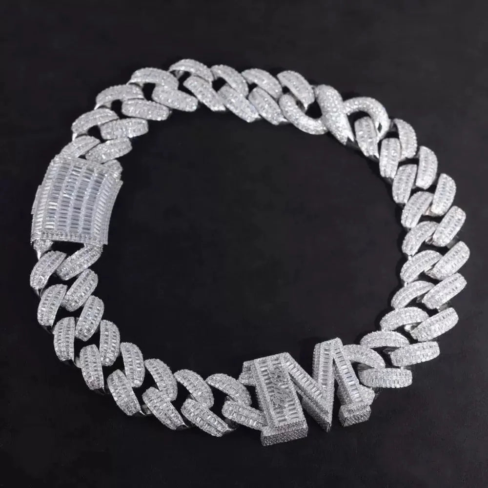 Custom Single-Letter Iced-Out Miami Cuban Chain – 30mm