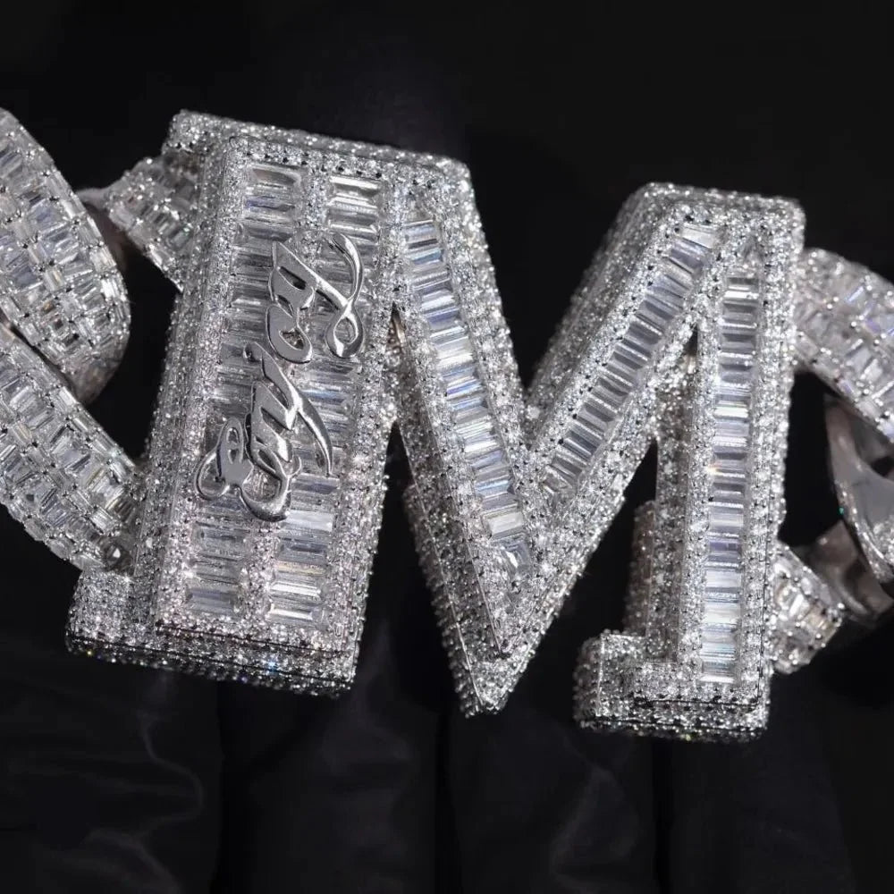 Custom Single-Letter Iced-Out Miami Cuban Chain – 30mm