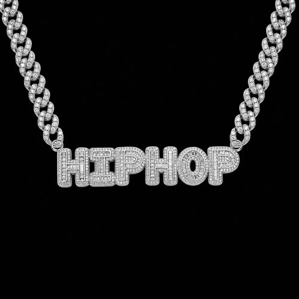 Custom Spliced-Letter Iced Cuban Chain in Rose Gold - 9mm