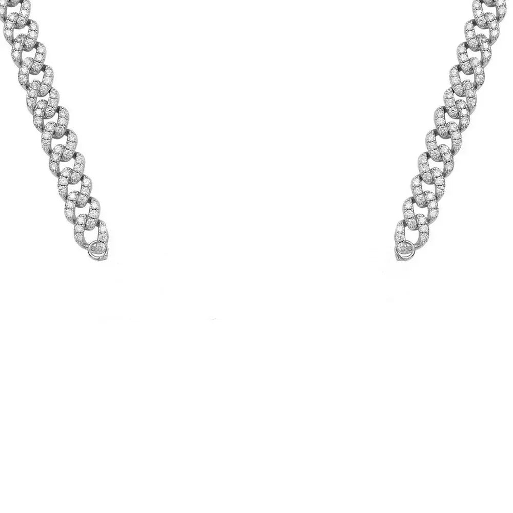 Custom Spliced-Letter Iced Cuban Chain in White Gold - 9mm