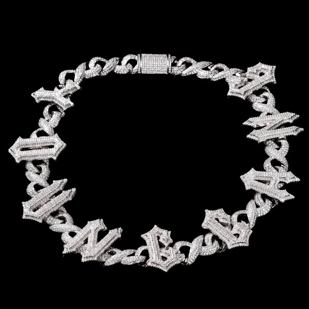 Custom Thorn-Spiked Letter Iced-Out Cuban Chain - 15mm