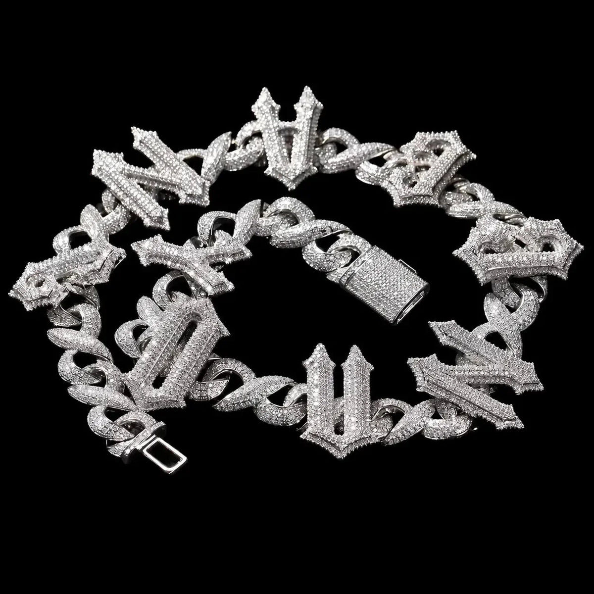 Custom Thorn-Spiked Letter Iced-Out Cuban Chain - 15mm