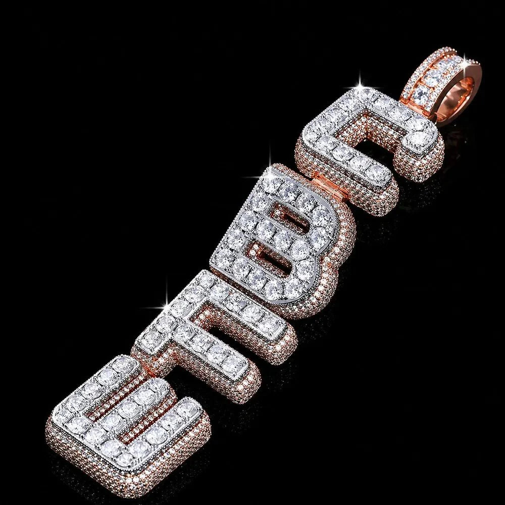 Custom Vertical Diamond-Set Letter Pendant