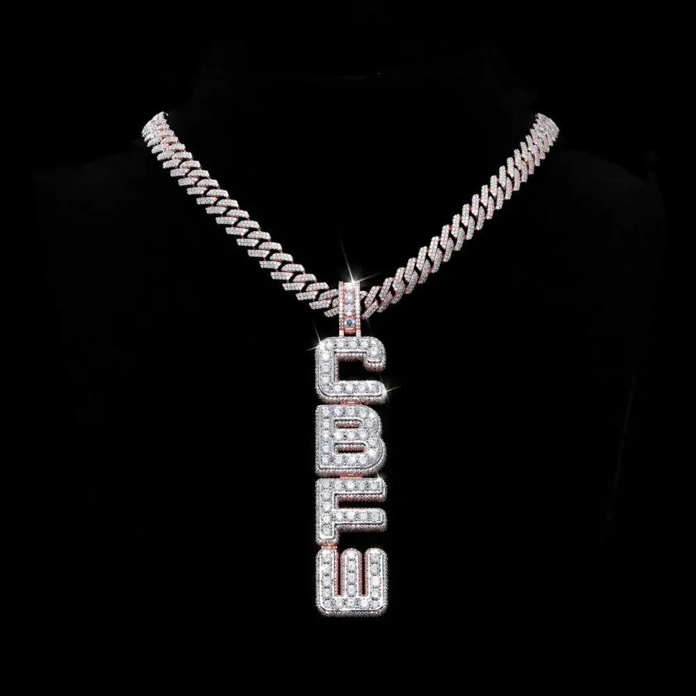 Custom Vertical Diamond-Set Letter Pendant