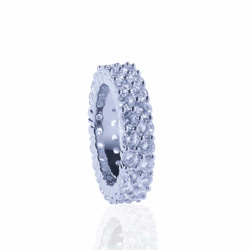 Double Row Diamond Encrusted Hip-Hop Ring