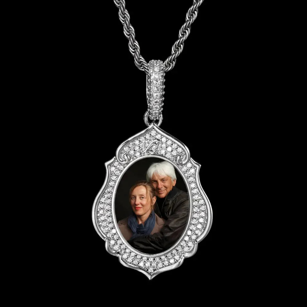 Elegant Classical Memory Photo Oval Pendant - 33mm