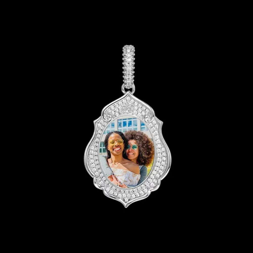 Elegant Classical Memory Photo Oval Pendant - 33mm