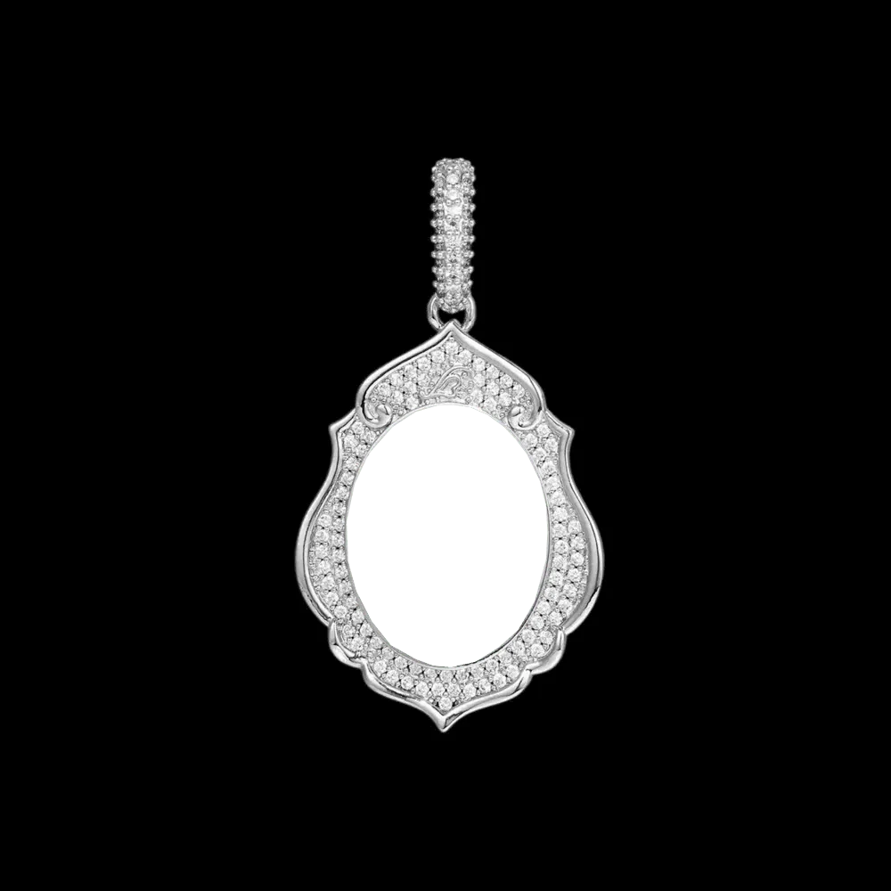 Elegant Classical Memory Photo Oval Pendant - 33mm