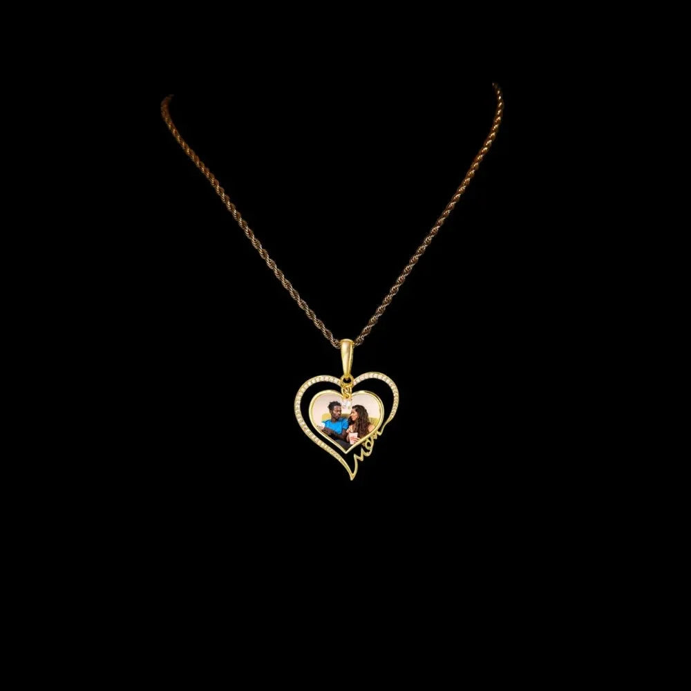 Eternal Love Heart Custom Photo Rotating Pendant - 38mm