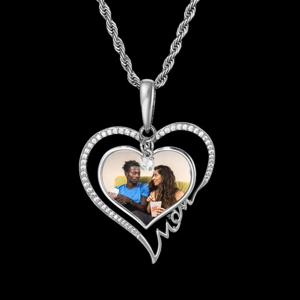 Eternal Love Heart Custom Photo Rotating Pendant - 38mm