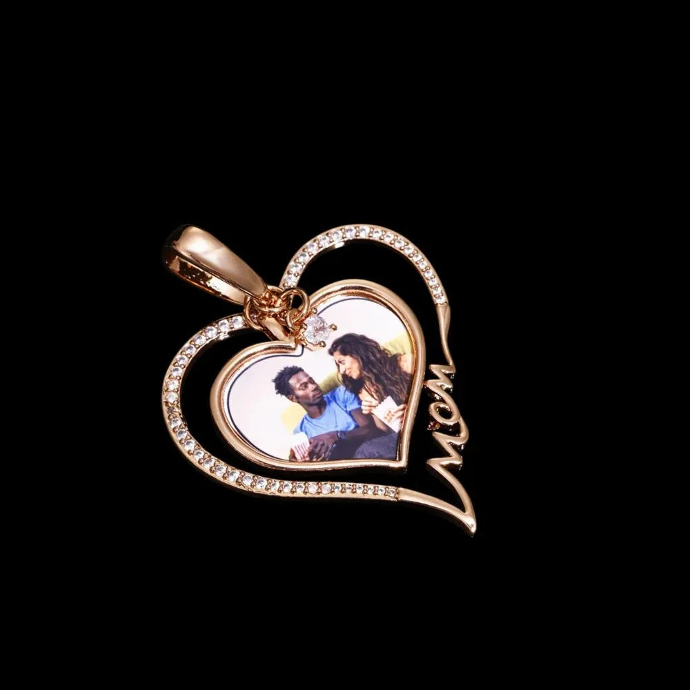 Eternal Love Heart Custom Photo Rotating Pendant - 38mm
